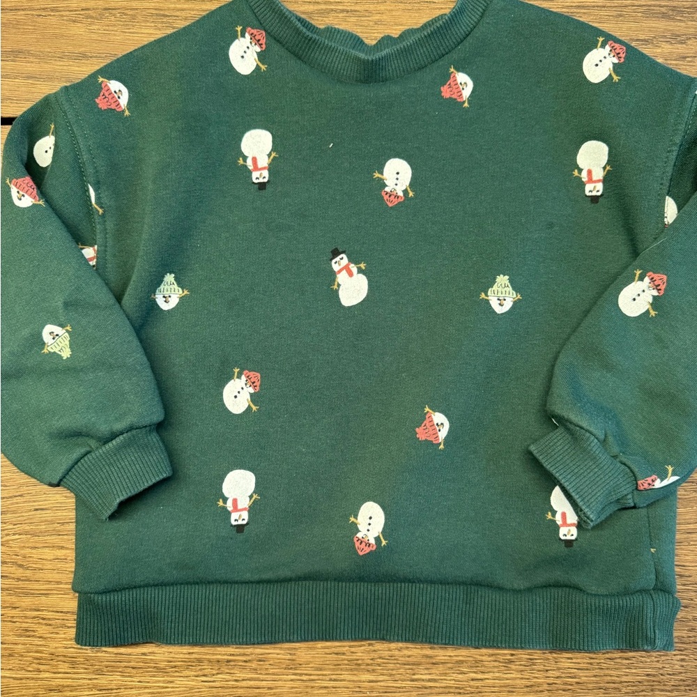 Zara Forest Green Snowman Sweater